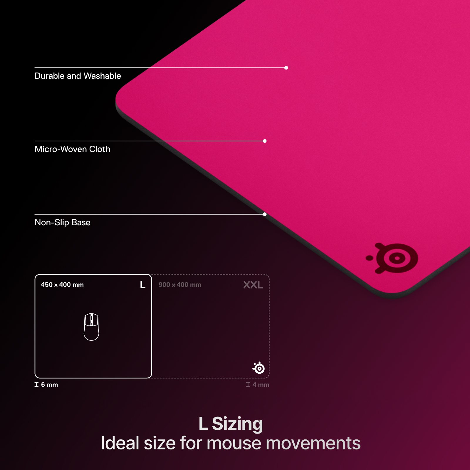 SteelSeries賽睿QcK電競鼠墊Heavy Large-耀澈桃